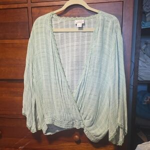 ARIAT Light Green Wrap Blouse